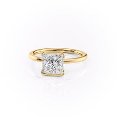 Regal Bezel 2.05 Carat VVS Lab-Grown Princess Solitaire Engagement Ring in 18K Yellow Gold Front Side View