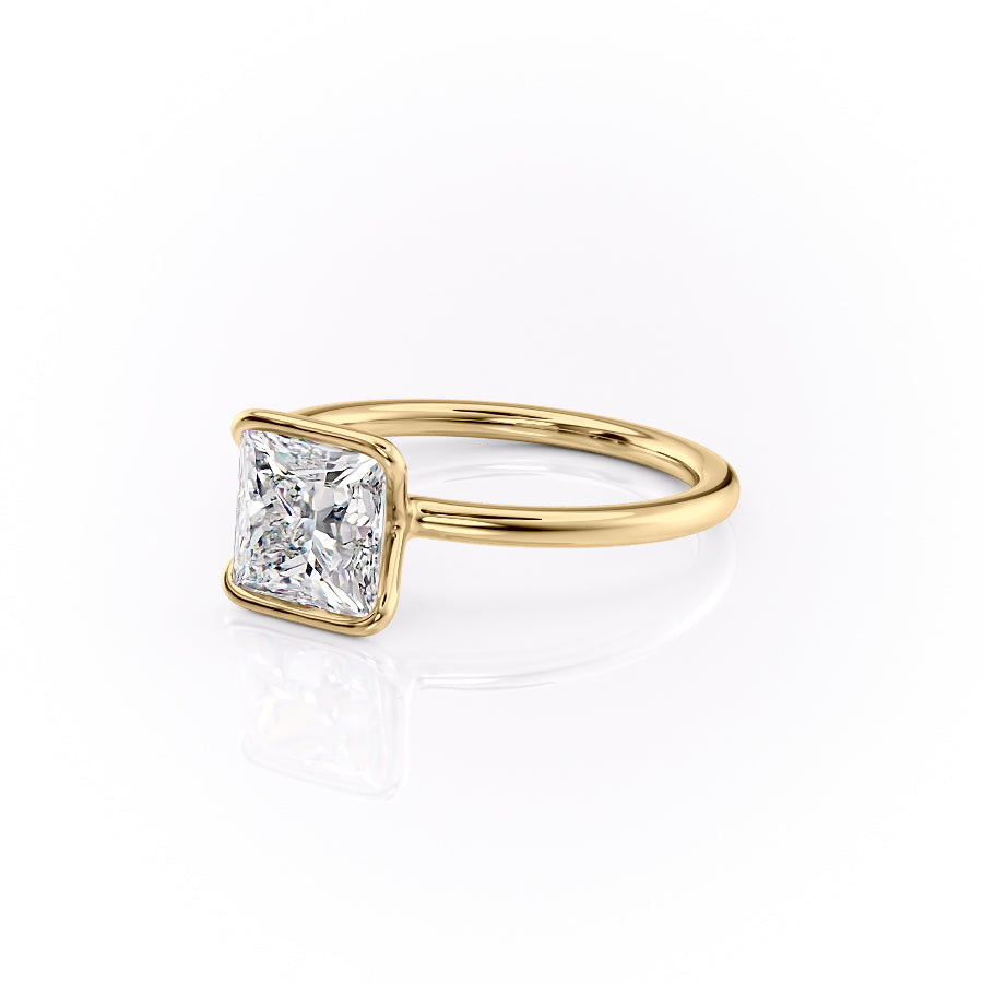 Regal Bezel 2.05 Carat VVS Lab-Grown Princess Solitaire Engagement Ring in 18K Yellow Gold Left Side View