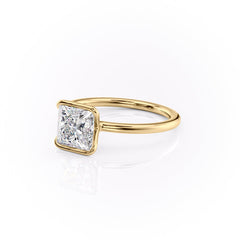 Regal Bezel 2.05 Carat VVS Lab-Grown Princess Solitaire Engagement Ring in 18K Yellow Gold Left Side View