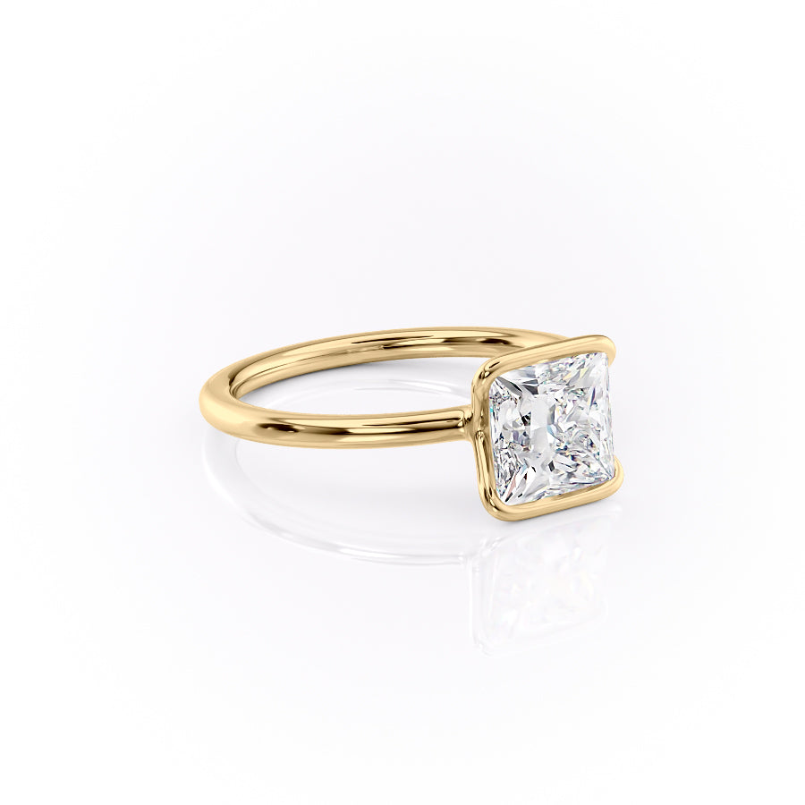 Regal Bezel 2.05 Carat VVS Lab-Grown Princess Solitaire Engagement Ring in 18K Yellow Gold Right Side View