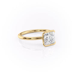 Regal Bezel 2.05 Carat VVS Lab-Grown Princess Solitaire Engagement Ring in 18K Yellow Gold Right Side View