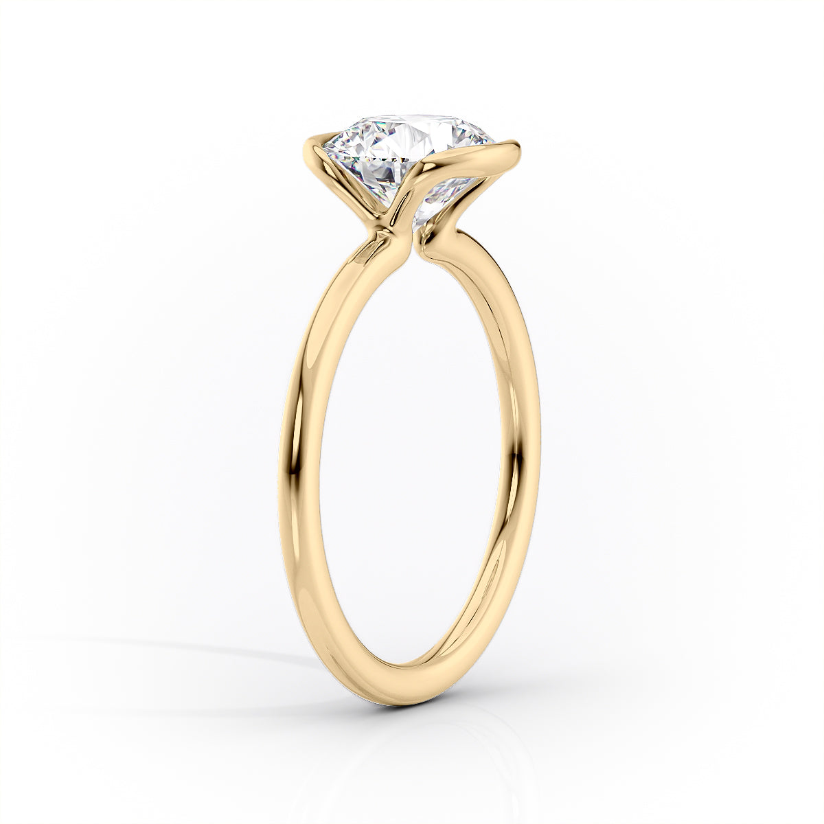 Regal Bezel 2.05 Carat VVS Lab-Grown Princess Solitaire Engagement Ring in 18K Yellow Gold Standing View