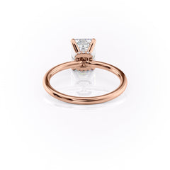 Regal Prism Emerald 2.52 Carat VVS1 Lab-Grown Hidden Halo Engagement Ring in 18K Rose Gold Back View