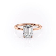 Regal Prism Emerald 2.52 Carat VVS1 Lab-Grown Hidden Halo Engagement Ring in 18K Rose Gold Front View