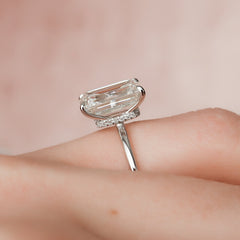 Regal Prism Emerald 2.52 Carat VVS1 Lab-Grown Hidden Halo Engagement Ring in 18K White Gold Finger Closeup View