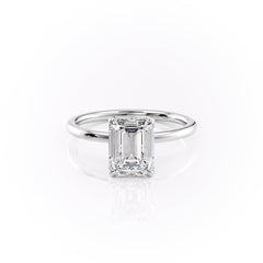 Regal Prism Emerald 2.52 Carat VVS1 Lab-Grown Hidden Halo Engagement Ring in 18K White Gold Front View