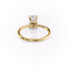 Regal Prism Emerald 2.52 Carat VVS1 Lab-Grown Hidden Halo Engagement Ring in 18K Yellow Gold Back View