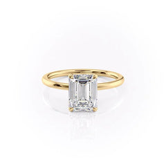 Regal Prism Emerald 2.52 Carat VVS1 Lab-Grown Hidden Halo Engagement Ring in 18K Yellow Gold Front View