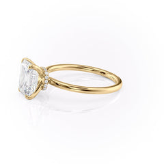 Regal Prism Emerald 2.52 Carat VVS1 Lab-Grown Hidden Halo Engagement Ring in 18K Yellow Gold Left View