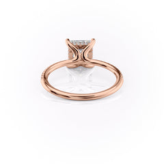 Regalia 1.42 Carat VVS Lab-Grown Princess Hidden Halo Pave Engagement Ring in 18K Rose Gold Back View