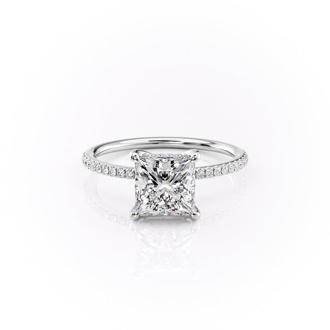Regalia 1.42 Carat VVS Lab-Grown Princess Hidden Halo Pave Engagement Ring in 18K Gold