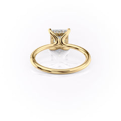 Regalia 1.42 Carat VVS Lab-Grown Princess Hidden Halo Pave Engagement Ring in 18K Yellow Gold Back View