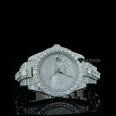 Rolex Datejust Diamond Stick Markers Dial Diamond Bezel Iced Out Moissanite Diamond Oyster Bracelet Front View.