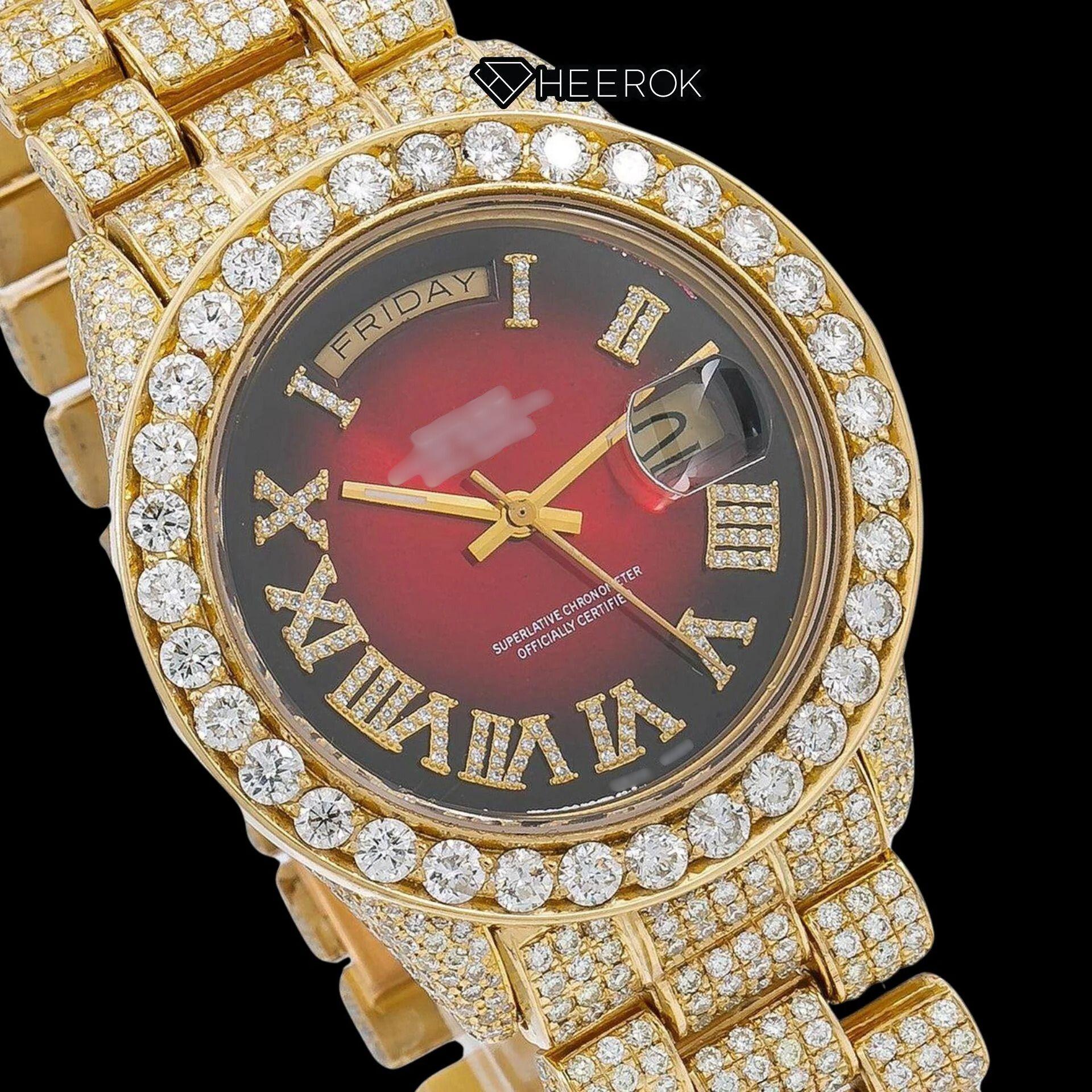 Iced Out Rolex Watch Fully Flooded with VVS Diamonds