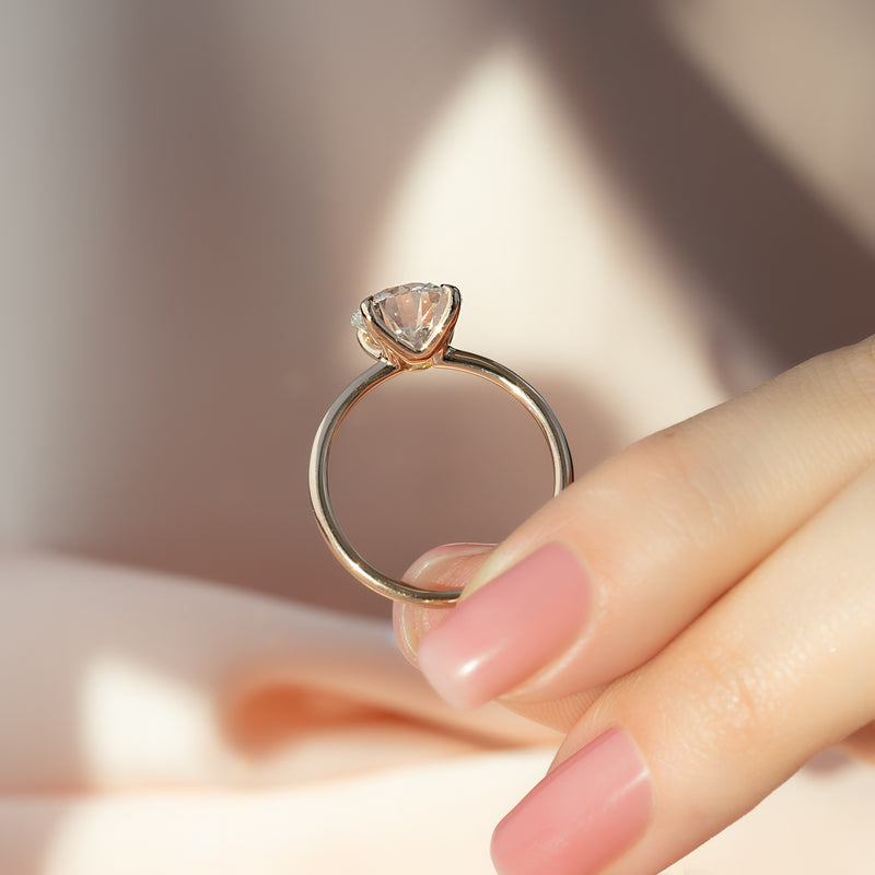 Seraphine Glow 2 Carat VVS1 Lab-Grown Solitaire Engagement Ring in 18K Yellow Gold Finger Hand View 1 