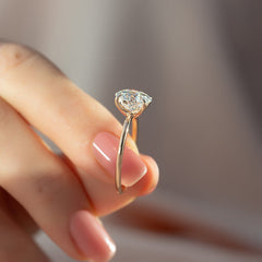 Seraphine Glow 2 Carat VVS1 Lab-Grown Solitaire Engagement Ring in 18K Yellow Gold Finger Hand View