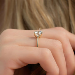 Seraphine Glow 2 Carat VVS1 Lab-Grown Solitaire Engagement Ring in 18K Yellow Gold Side Hand View 1