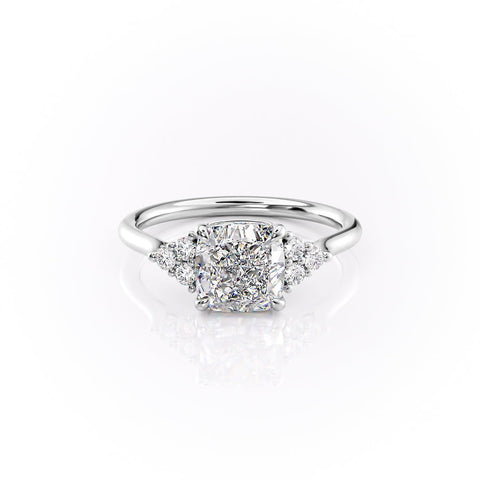 Serene Diadem 3.10 Carat VVS Lab-Grown Cushion Engagement Ring in 18K Gold