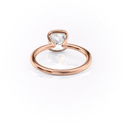 Sleek Bezel 2.02 Carat VVS Lab-Grown Cushion Solitaire Engagement Ring in 18K Rose Gold Back Side View