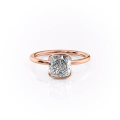Sleek Bezel 2.02 Carat VVS Lab-Grown Cushion Solitaire Engagement Ring in 18K Rose Gold Front Side View