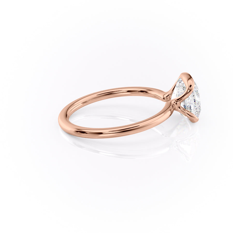 Sleek Bezel 2.02 Carat VVS Lab-Grown Cushion Solitaire Engagement Ring in 18K Rose Gold Right Side Cross View