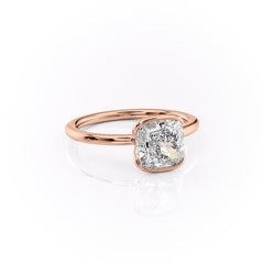 Sleek Bezel 2.02 Carat VVS Lab-Grown Cushion Solitaire Engagement Ring in 18K Rose Gold Right Side View
