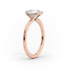 Sleek Bezel 2.02 Carat VVS Lab-Grown Cushion Solitaire Engagement Ring in 18K Rose Gold Standing View