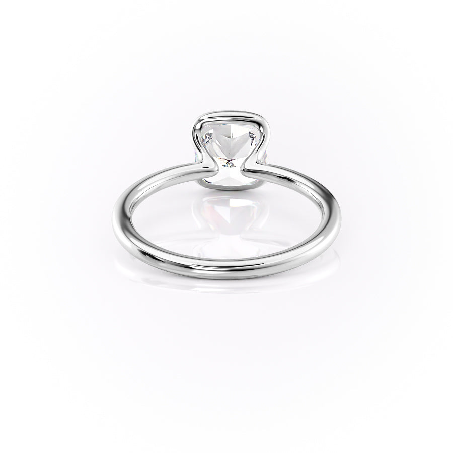 Sleek Bezel 2.02 Carat VVS Lab-Grown Cushion Solitaire Engagement Ring in 18K White Gold Back Side View