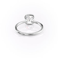 Sleek Bezel 2.02 Carat VVS Lab-Grown Cushion Solitaire Engagement Ring in 18K White Gold Back Side View