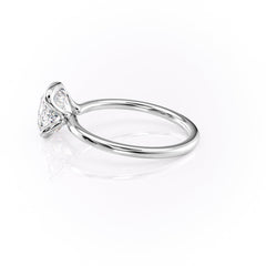 Sleek Bezel 2.02 Carat VVS Lab-Grown Cushion Solitaire Engagement Ring in 18K White Gold Cross View