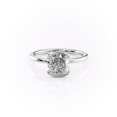 Sleek Bezel 2.02 Carat VVS Lab-Grown Cushion Solitaire Engagement Ring in 18K White Gold Front Side View
