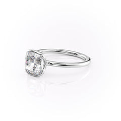 Sleek Bezel 2.02 Carat VVS Lab-Grown Cushion Solitaire Engagement Ring in 18K White Gold Left Side View