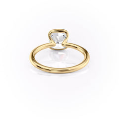 Sleek Bezel 2.02 Carat VVS Lab-Grown Cushion Solitaire Engagement Ring in 18K Yellow Gold Back Side View