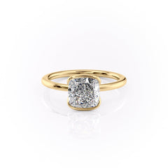 Sleek Bezel 2.02 Carat VVS Lab-Grown Cushion Solitaire Engagement Ring in 18K Yellow Gold Front Side View