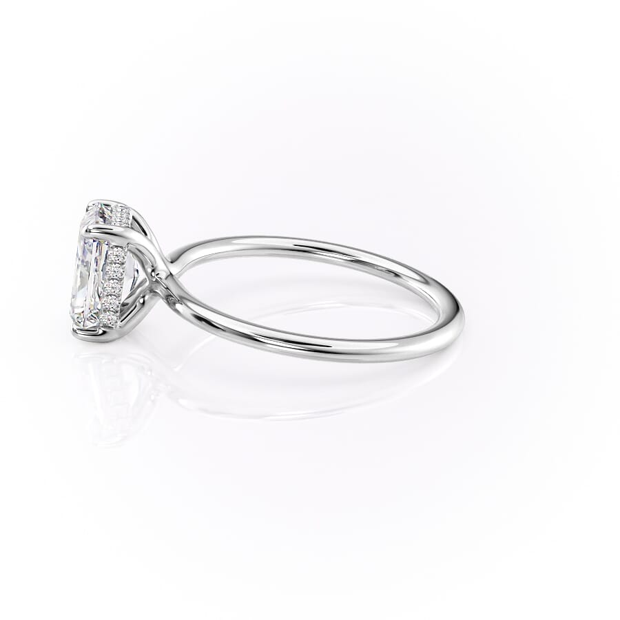 Solar Flare 3.10 Carat VVS1 Lab-Grown Radiant Hidden Halo Engagement Ring in 18K White Gold Front View