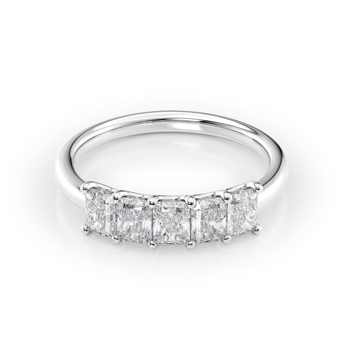 Sophisticated Radiance 1 Carat VVS1 Lab-Grown Half-Eternity Ring in 18K White Gold Front View