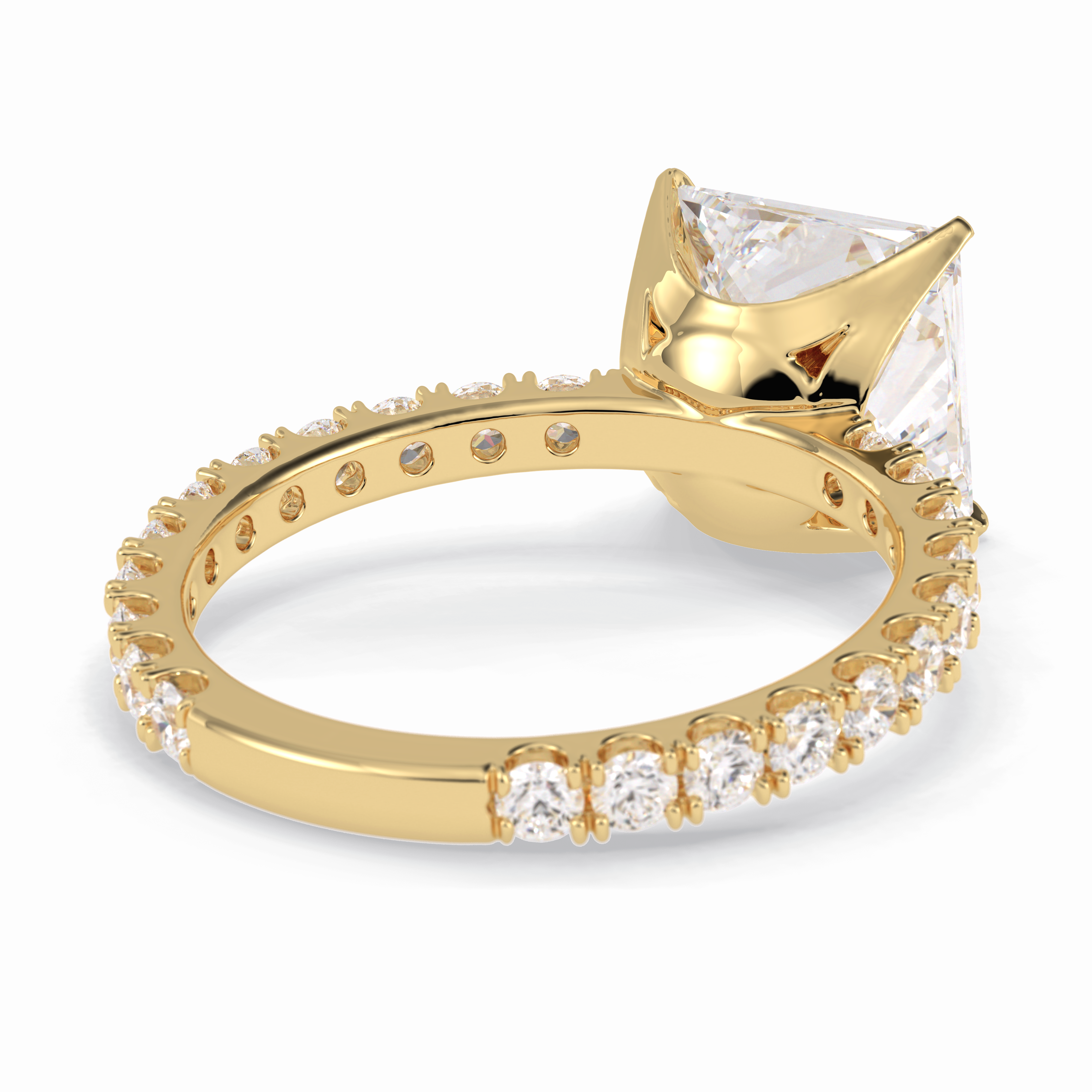 Square 2.58 Carat Princess VS1 Lab-Grown Pave Engagement Ring in 18k Gold