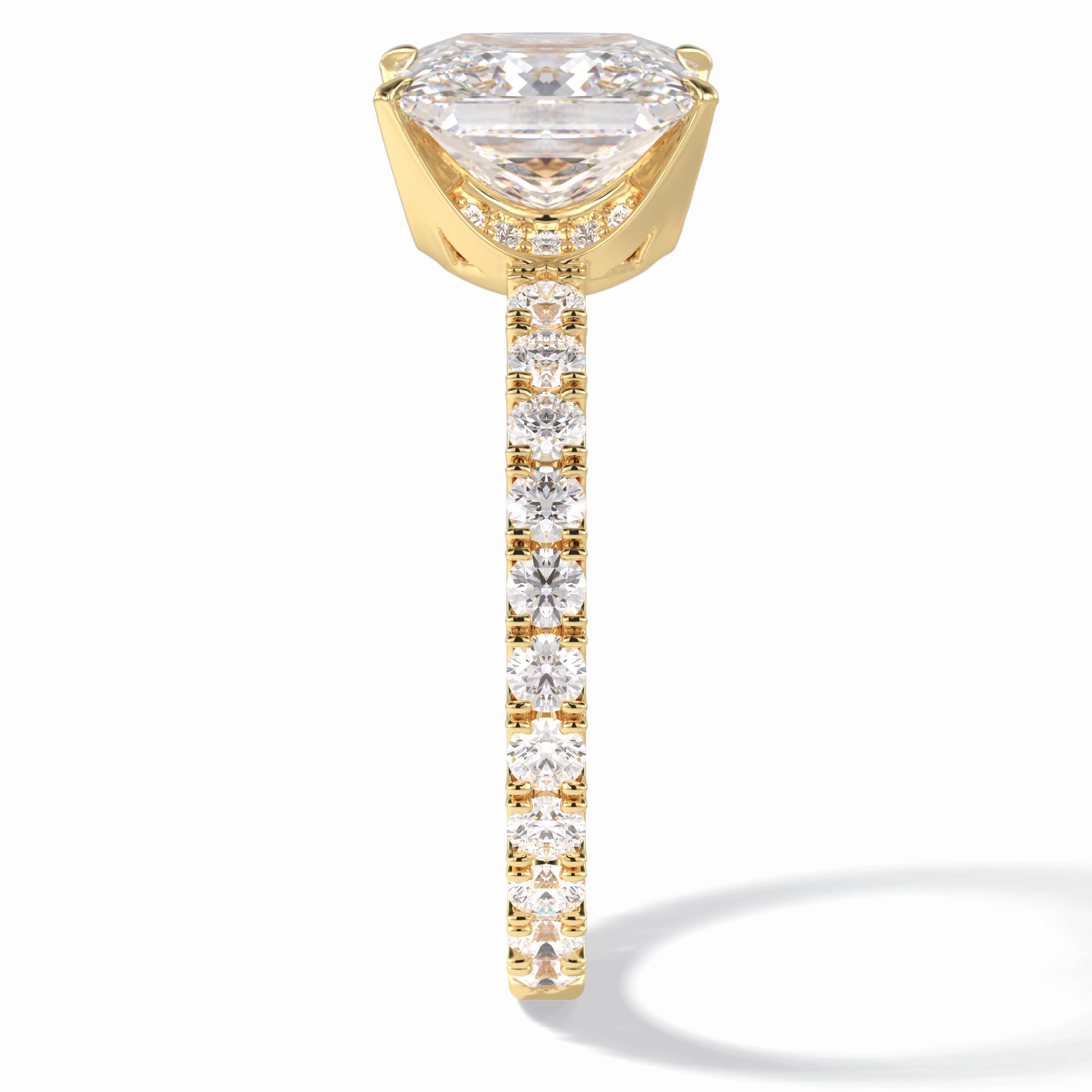 Square 2.58 Carat Princess VS1 Lab-Grown Pave Engagement Ring in 18k Gold