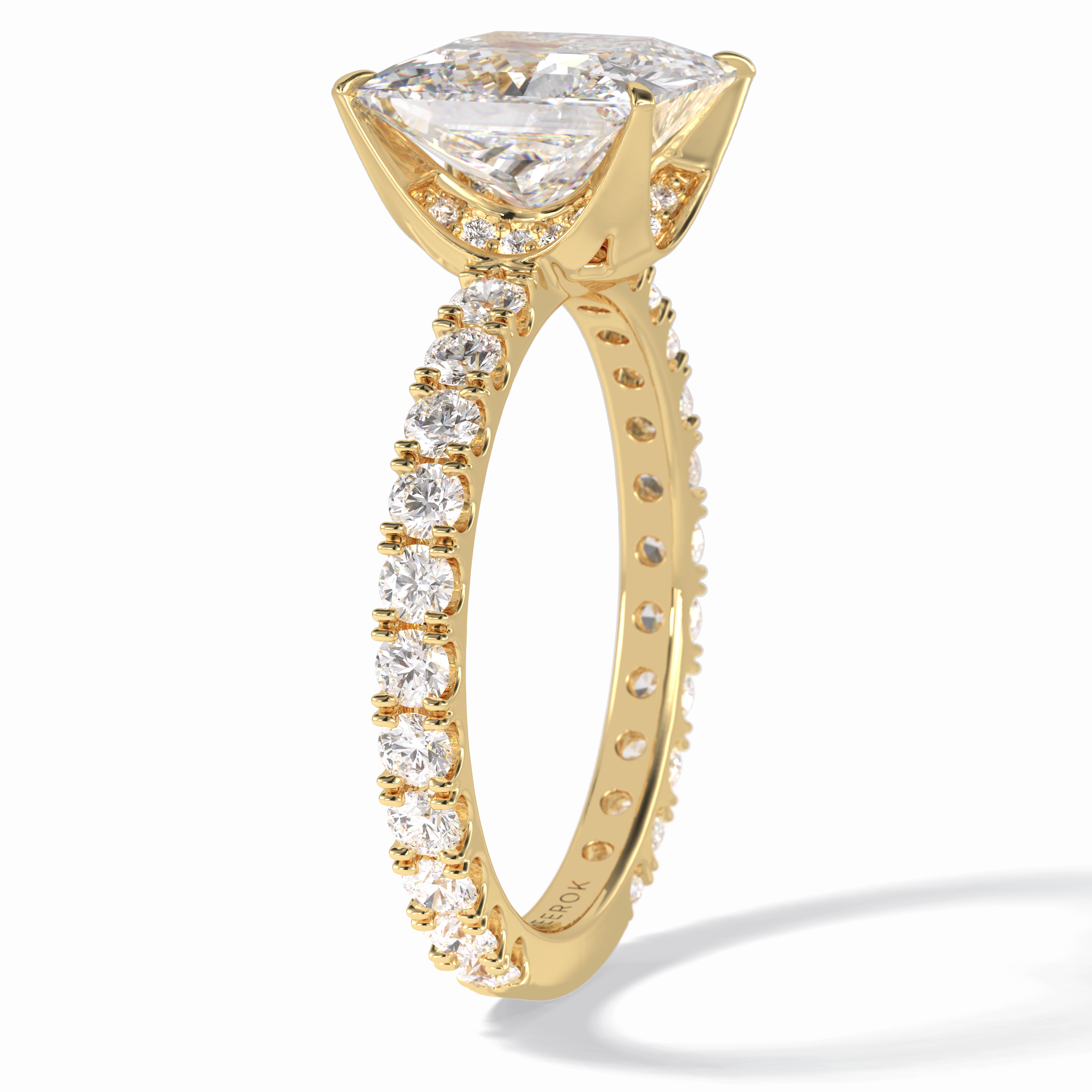 Square 2.58 Carat Princess VS1 Lab-Grown Pave Engagement Ring in 18k Gold