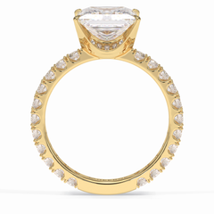 Square 2.58 Carat Princess VS1 Lab-Grown Pave Engagement Ring in 18k Gold