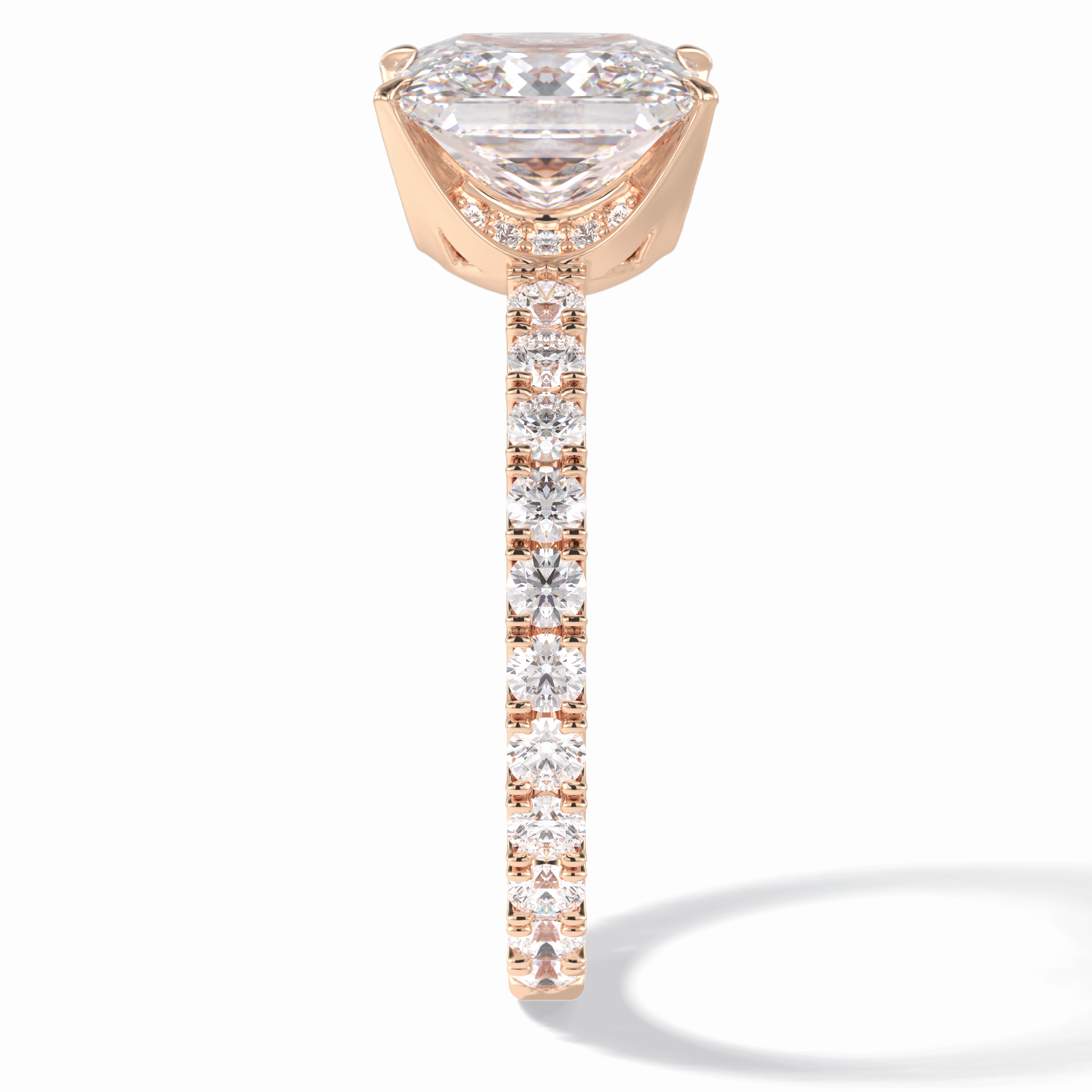 Square 2.58 Carat Princess VS1 Lab-Grown Pave Engagement Ring in 18k Gold