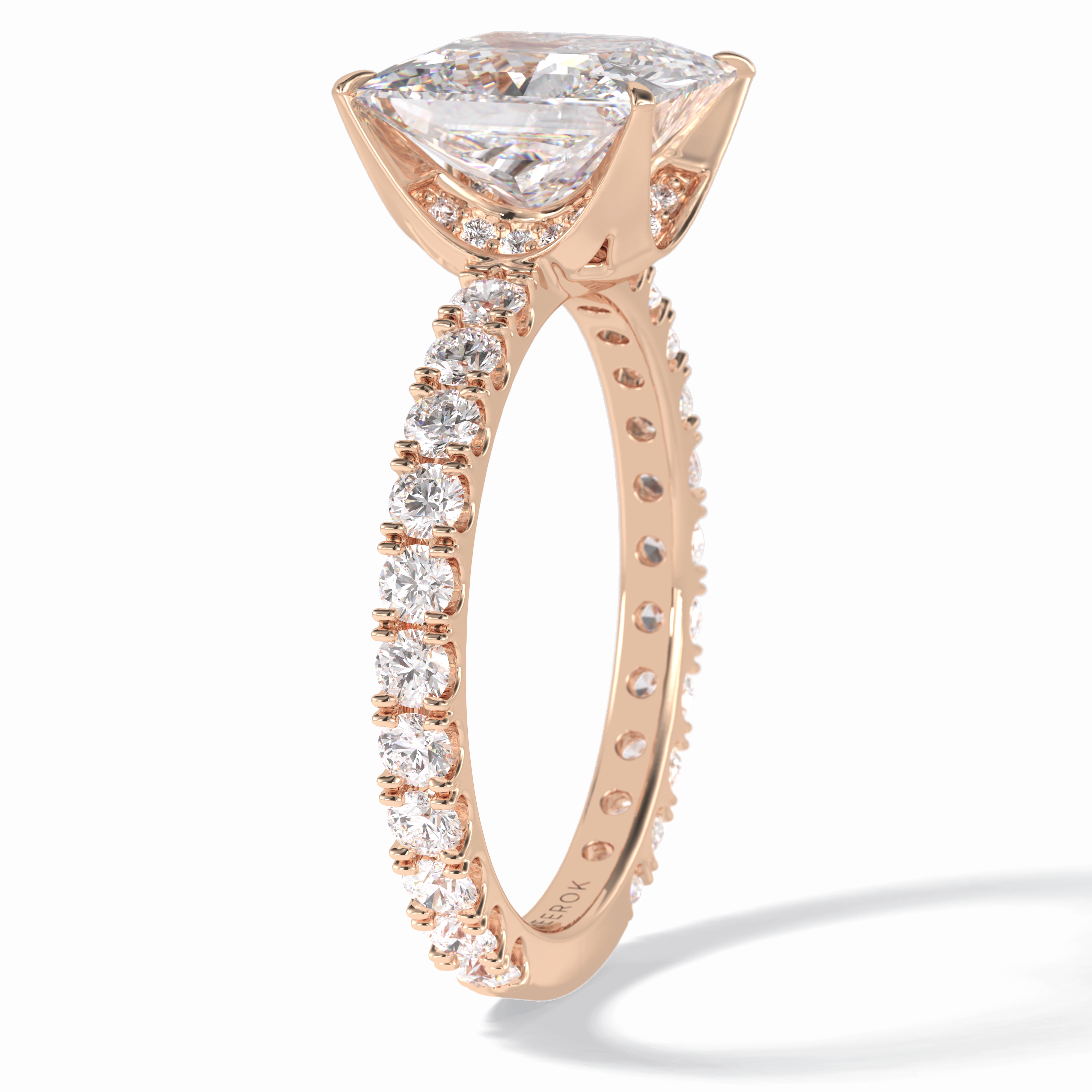 Square 2.58 Carat Princess VS1 Lab-Grown Pave Engagement Ring in 18k Gold