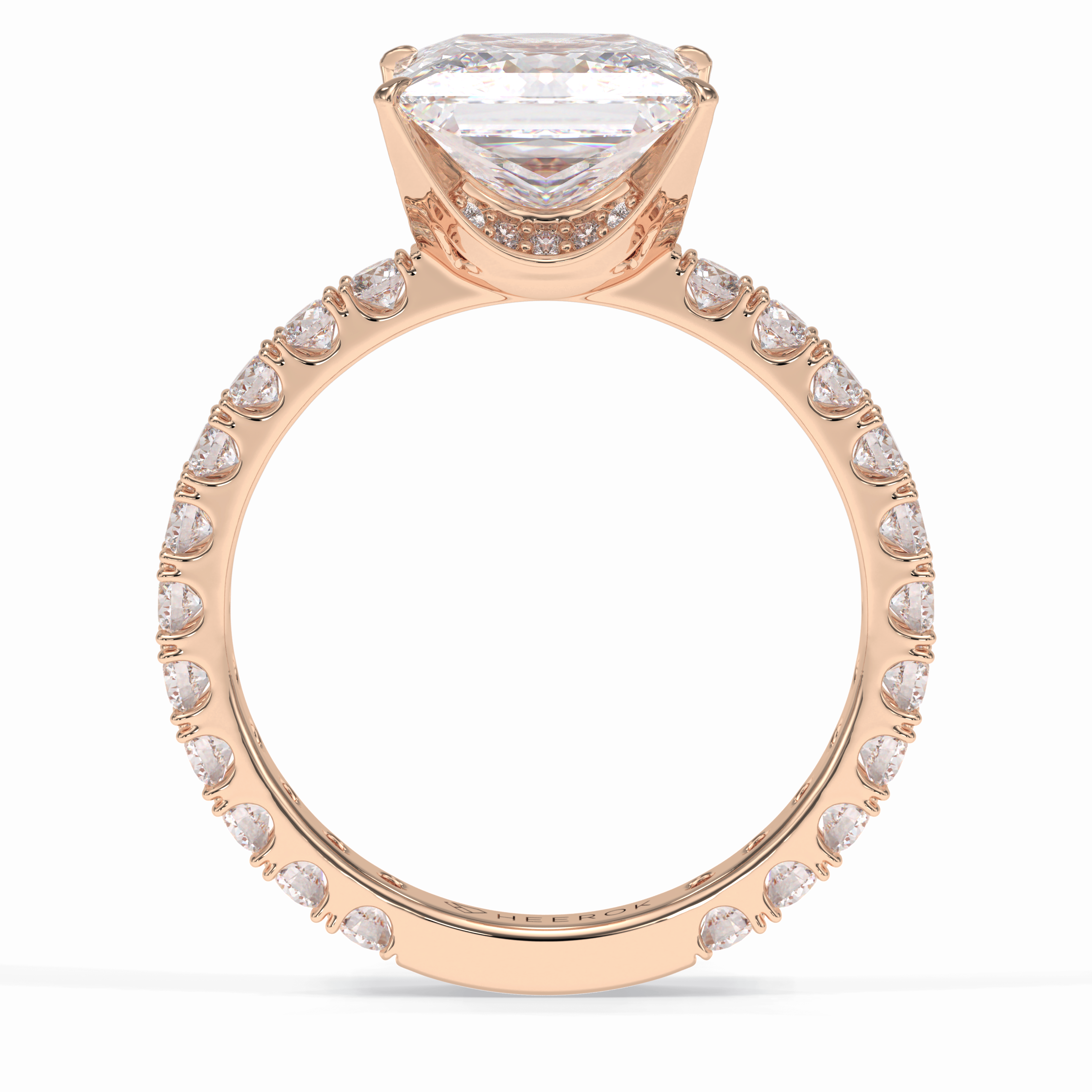 Square 2.58 Carat Princess VS1 Lab-Grown Pave Engagement Ring in 18k Gold