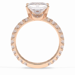 Square 2.58 Carat Princess VS1 Lab-Grown Pave Engagement Ring in 18k Gold