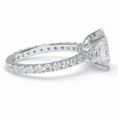 Square 2.58 Carat Princess VS1 Lab-Grown Pave Engagement Ring in 18k Gold