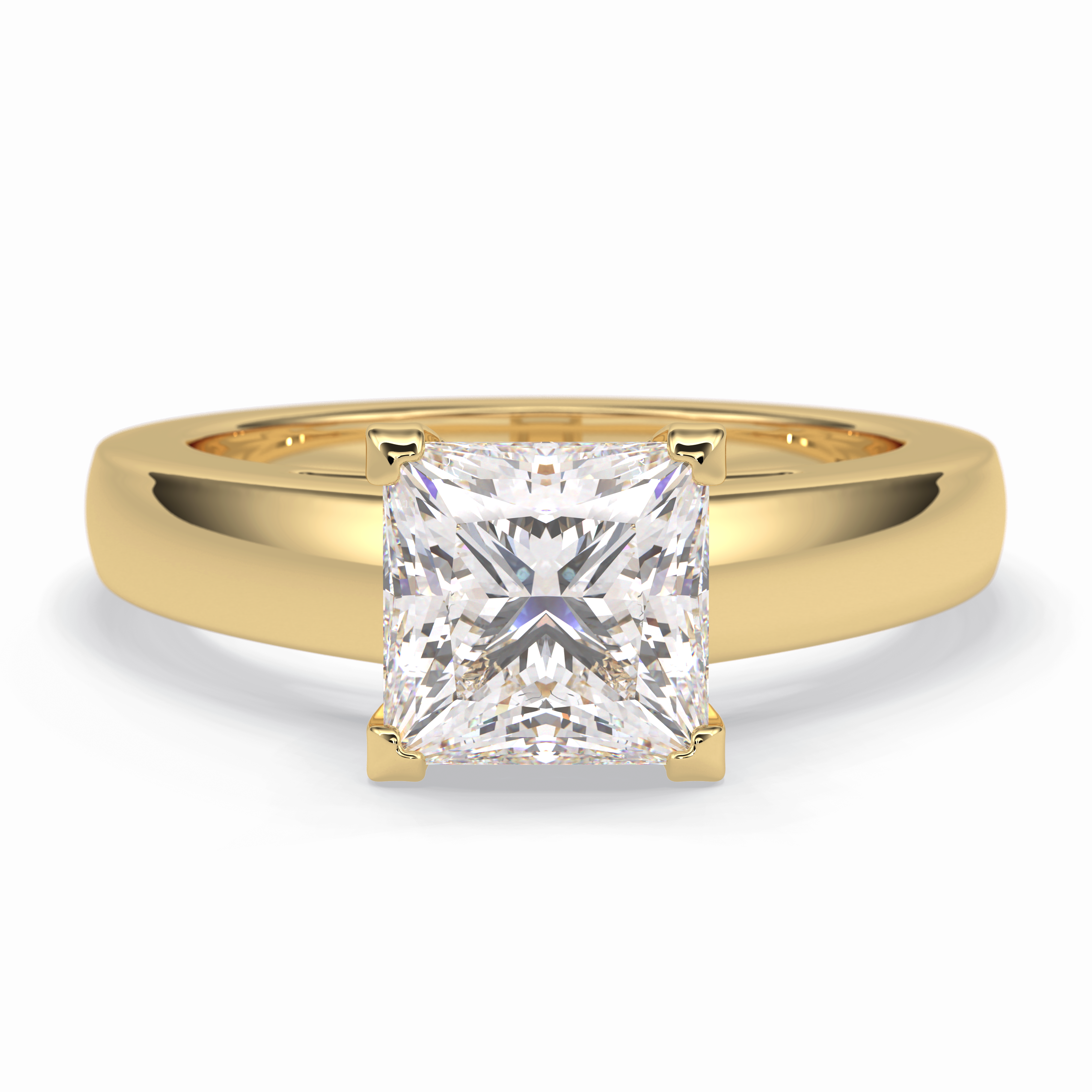 Square Solace 2.15 Carat Princess VS1 Lab-Grown Solitaire Engagement Ring in 18K Gold