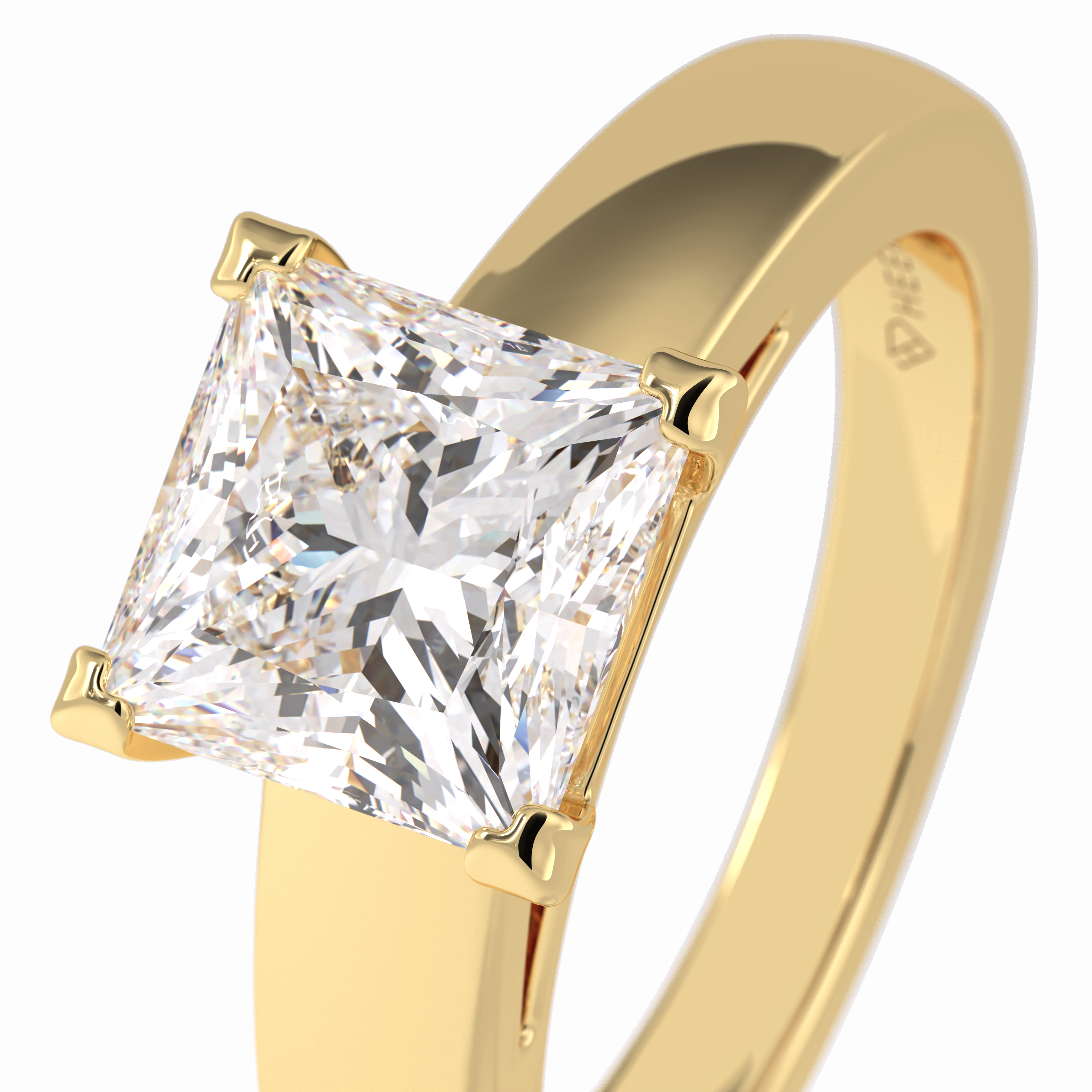 Square Solace 2.15 Carat Princess VS1 Lab-Grown Solitaire Engagement Ring in 18K Gold