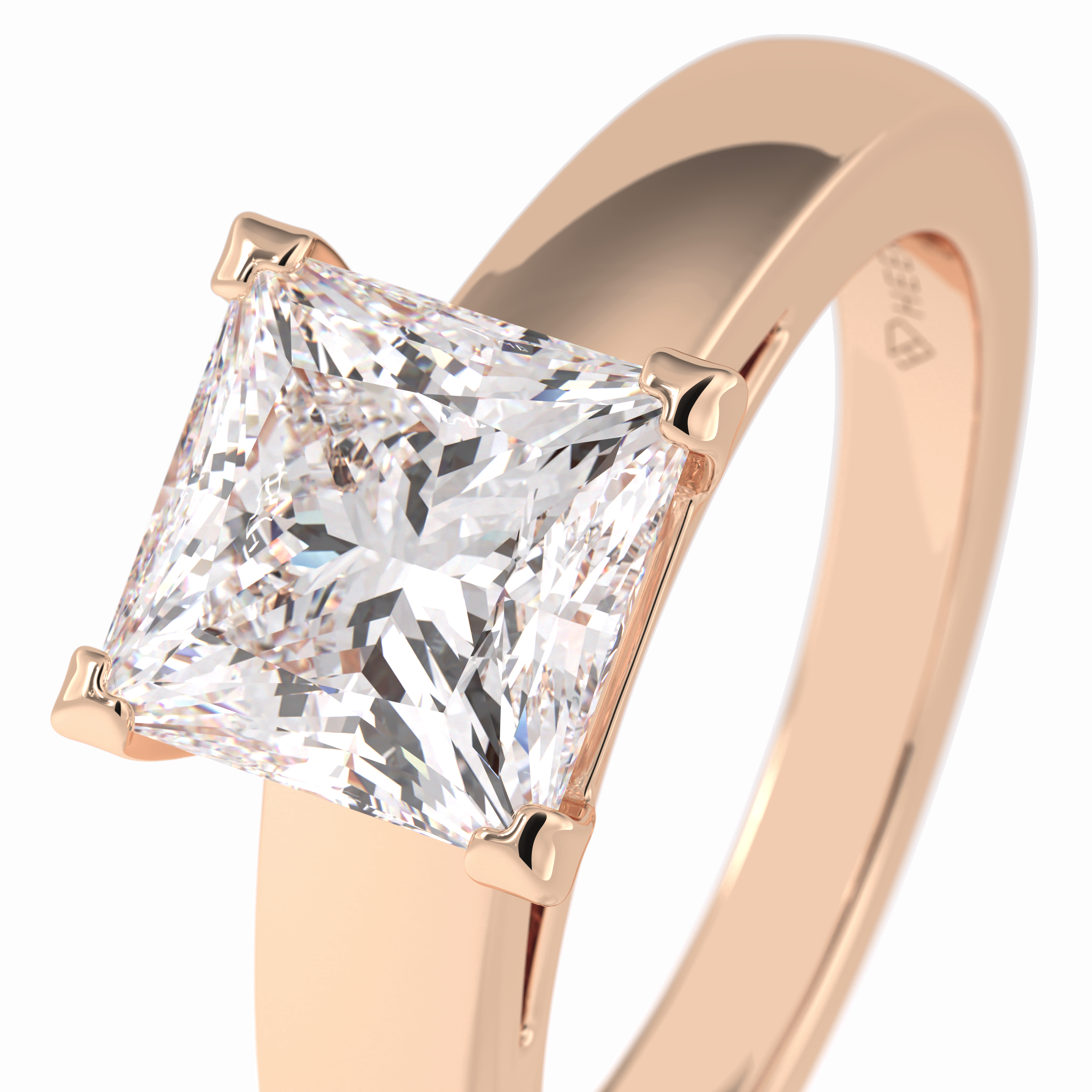 Square Solace 2.15 Carat Princess VS1 Lab-Grown Solitaire Engagement Ring in 18K Gold