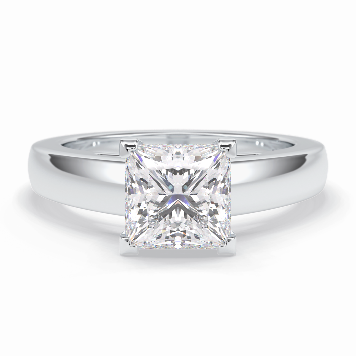 Square Solace 2.15 Carat Princess VS1 Lab-Grown Solitaire Engagement Ring in 18K Gold