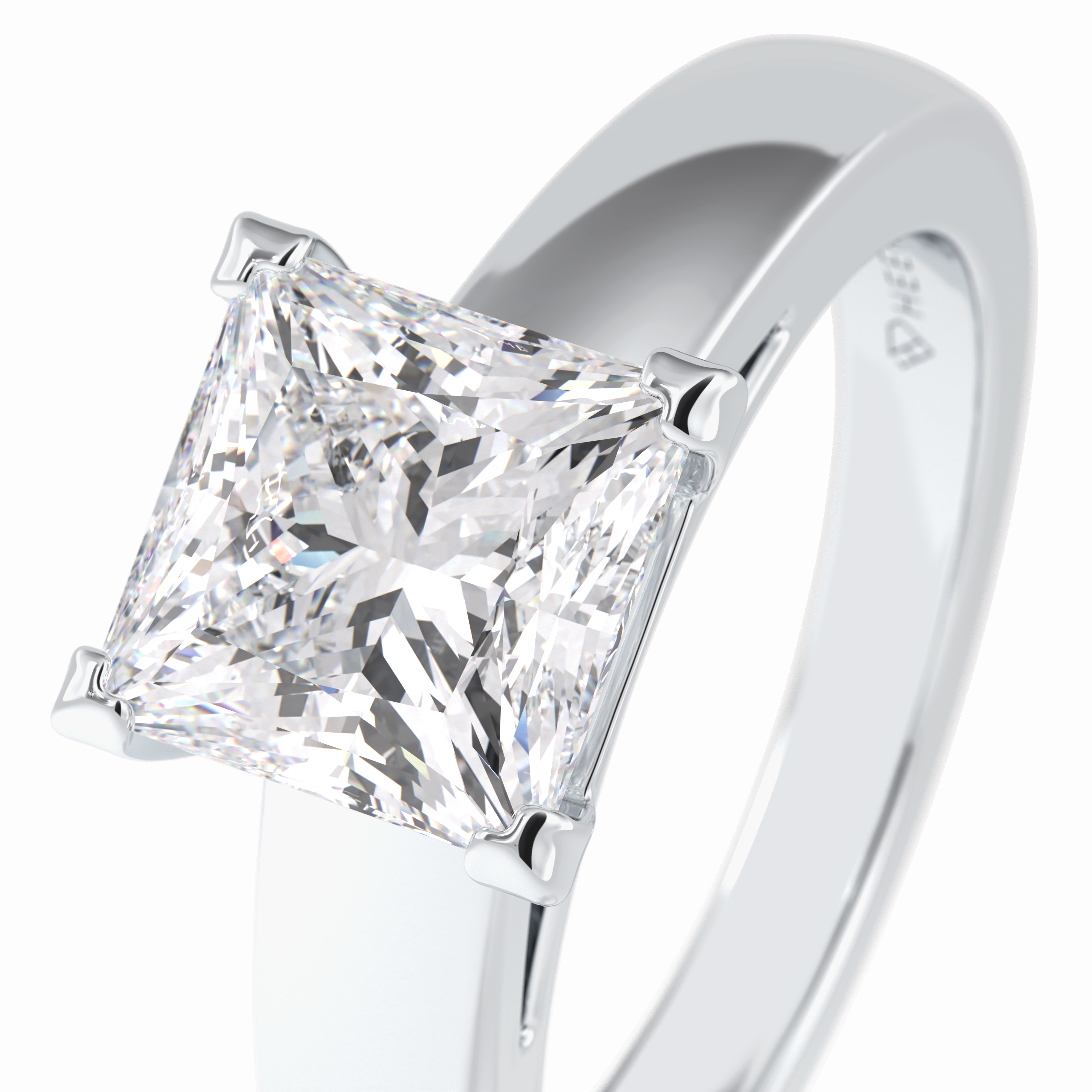 Square Solace 2.15 Carat Princess VS1 Lab-Grown Solitaire Engagement Ring in 18K Gold